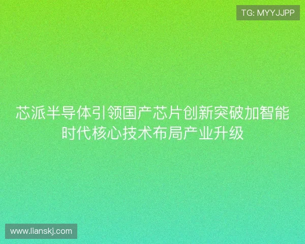 芯派半导体引领国产芯片创新突破加智能时代核心技术布局产业升级